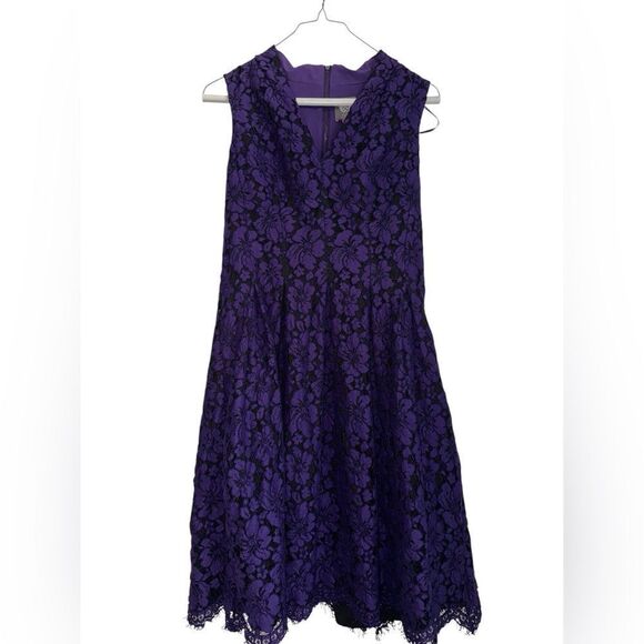 Vince Camuto Deep Purple Lace Midi Dress - Picture 3 of 8